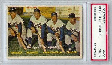 1957 Topps Dodgers Sluggers #400 Graded PSA 7