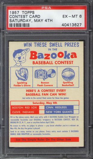 1957 Topps May 4th Contest Card Graded PSA 6