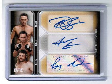 2012 Topps UFC Knockout Three of a Kind Autograph Card #TA-GEH Renzo Gracie - Frankie Edgar - Roy Nelson