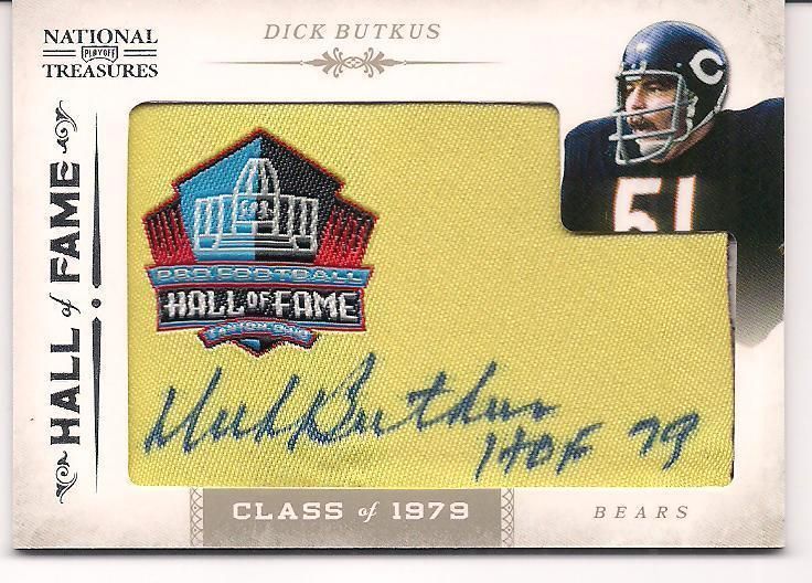 2011 Playoff National Treasures Embroidered HOF Patch Dick Butkus Autograph Card