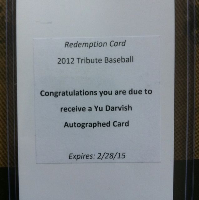 2012 Topps Tribute Yu Darvish Autograph Redmpetion
