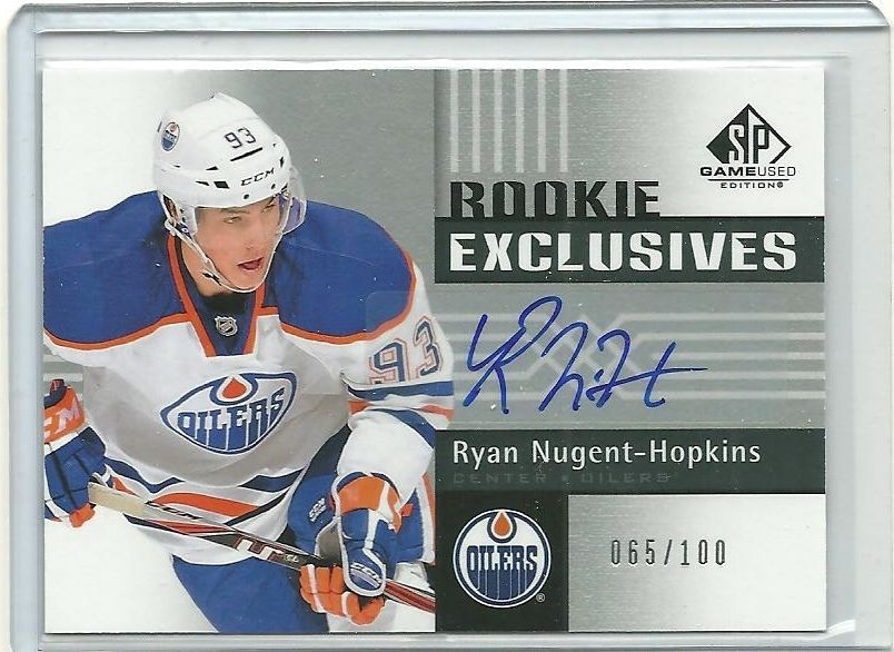 2011-12 Upper Deck SP Game Used Rookie Exclusives Ryan Nugent-Hopkins Autograph Card #/100