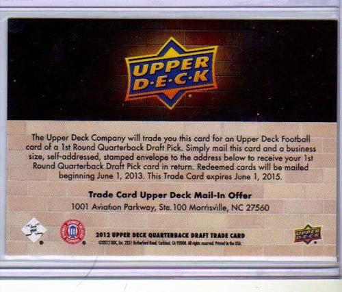 2012 Upper Deck Andrew Luck Redemption Card Back