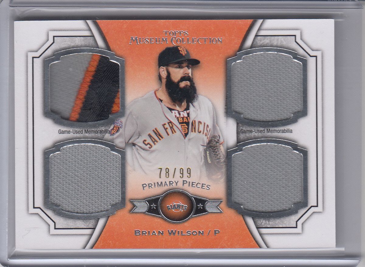 2012 Topps Museum Collection Brian Wilson Quad Primary Pieces