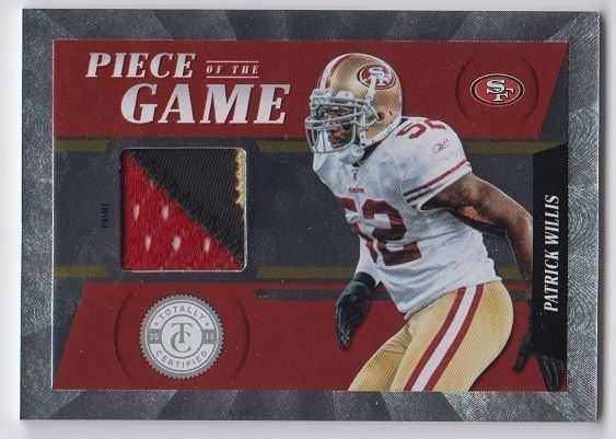 2011 Panini Totally Certified Piece Of the Game Patrick Willis Prime Jersey Card