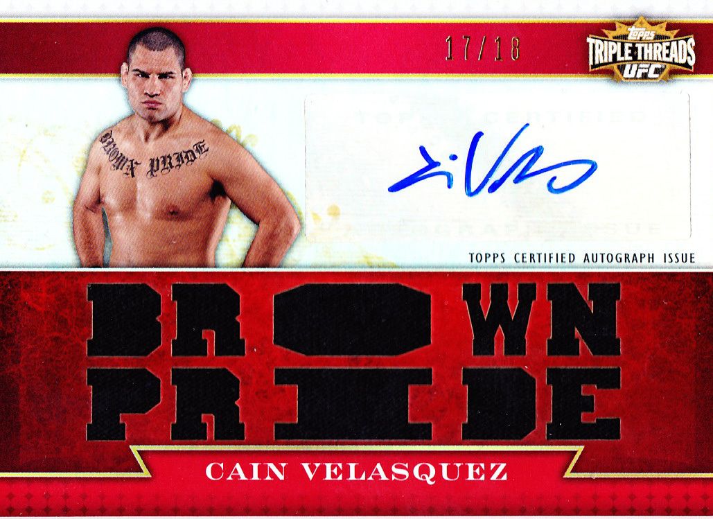 2012 Topps UFC Knockout Cain Velasquez Triple Treads Autograph Relic Card #/18