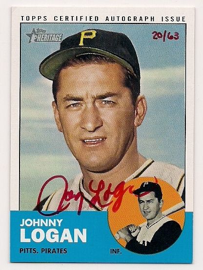 2012 Topps Heritage Johnny Logan Red Ink Autograph