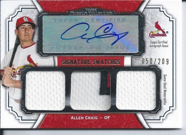 2012 Topps Museum Collection Allen Craig Triple Jersey Auto