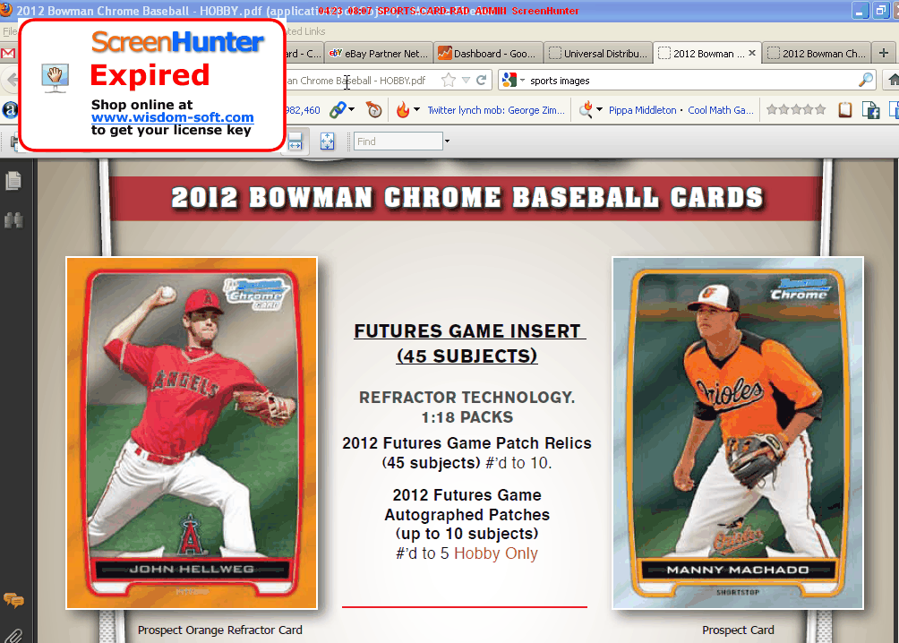2012 Bowman Chrome Manny Machado Prospect Card