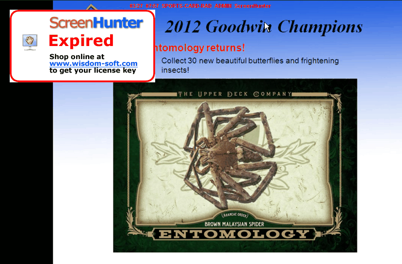 2012 Upper Deck Goodwin Champions Entomology Bug Card