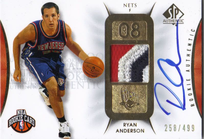 2008/09 Upper Deck SP Authentic Jersey Autograph #103 - #/499 Ryan Anderson RC Card