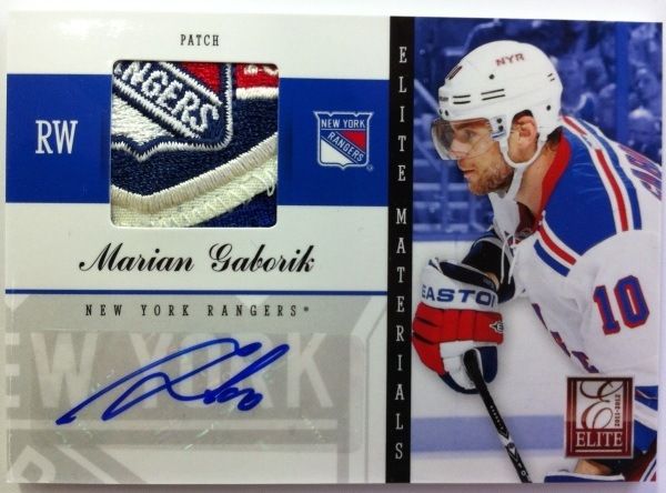 2011-12 Donruss Elite Marian Gaborik Elite Materials Patch Autograph Card