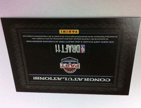 2011-12 Panini Past & Present Draft 2011 Redemption Card