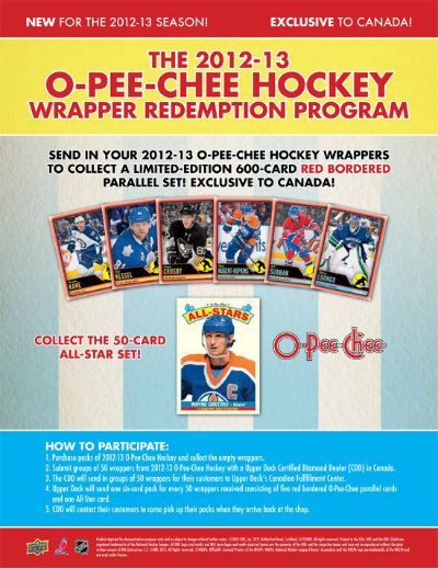 2012-13 O-Pee-Chee Hockey Wrapper Redemption