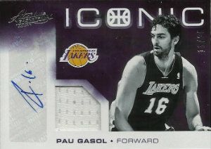 12/13 Panini Absolute Memorabilia Iconic Autograph Jersey Pau Gasol Card