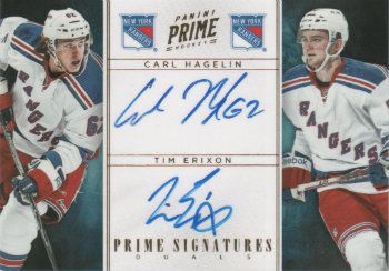 2011-12 Panini Prime Dual Signatures Gold #10 Carl Hagelin - Tim Erixon #/15
