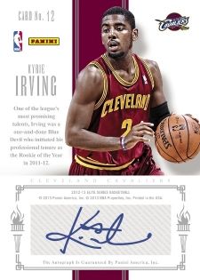 212/13 Elite Series Kyrie Irving Passing the Torch Auto