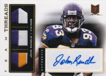 2012 Panini Momentum Football John Randle Team Threads Prime Autograph Patch #2/5