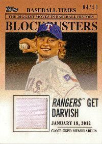 2012 Topps Update Blockbusters Relic BBR-YD Yu Darvish #/50