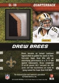 2013 Donruss Elite Fourth And Goal Drew Brees Prime Jersey