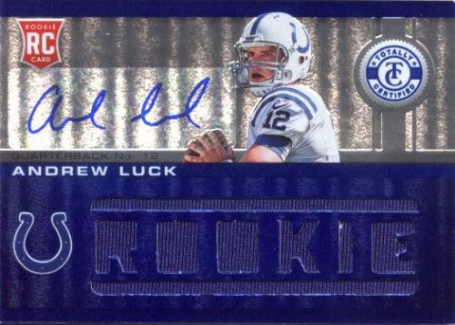 2012 Panini Totally Cerfied Football Andrew Luck Freshman Fabric Autograph Jersey Card