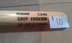 Griff Erickson Broken Bat For Sale