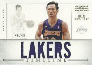 2012/13 Panini National Treasures Timeline Team Nicknames Steve Nash Lakers Jersey