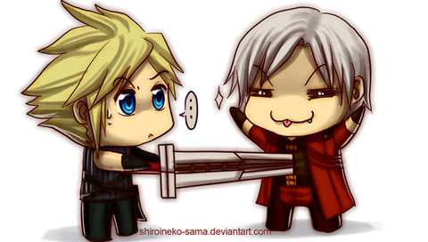 funny psp wallpapers. Cloud and Dante PSP wallpaper