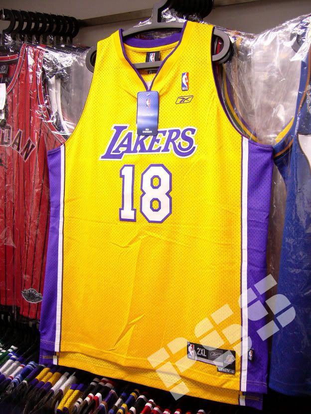 球迷版湖人华查硕主场黄色球衣 nba lakers vujacic 2xl