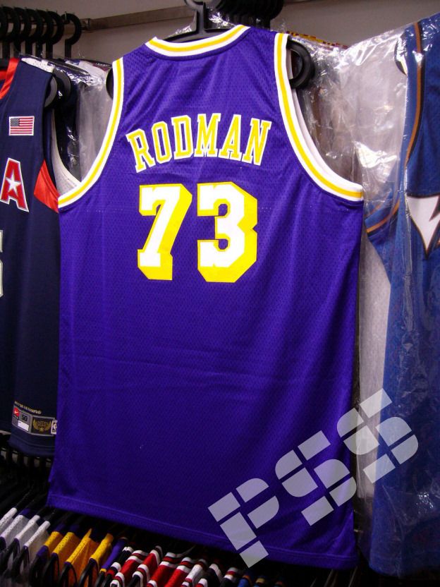 球迷版湖人洛文复古紫色球衣 nba lakers dennis rodman jersey l