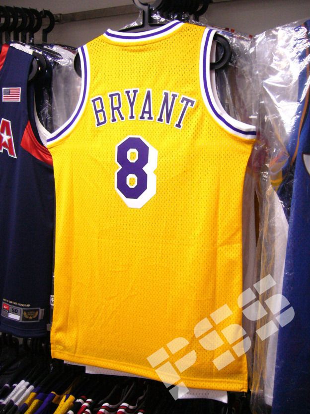 *球迷版湖人高比拜仁复古8号黄色球衣 lakers kobe bryant jersey l