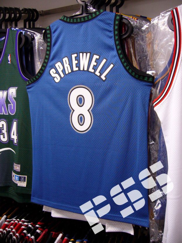 00球迷版木狼史比威尔客场绝版球衣 twolves sprewell jersey l