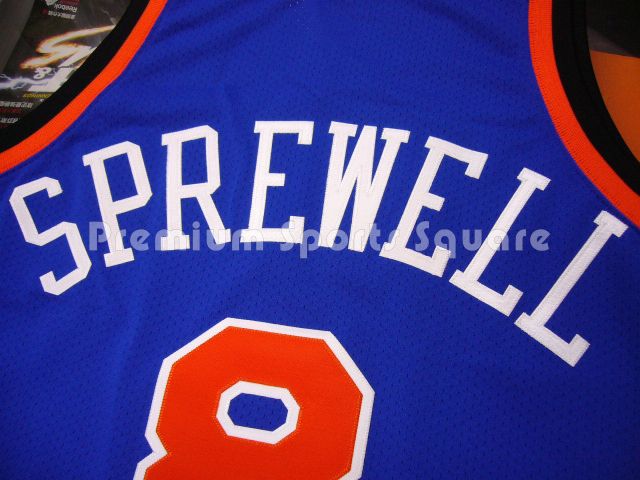 球员版纽约人史比威尔1998-99复古客场蓝色球衣 nba knicks sprewell