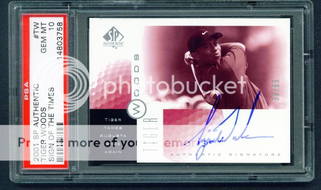 2001 SP Authentic Tiger Woods Sign of the Times Augusta Autograph #/65