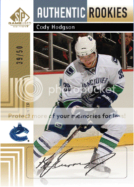 2011-12 Upper Deck SP Game Used Authentic SP Autograph Rookies Cody Hodgson Gold #/50