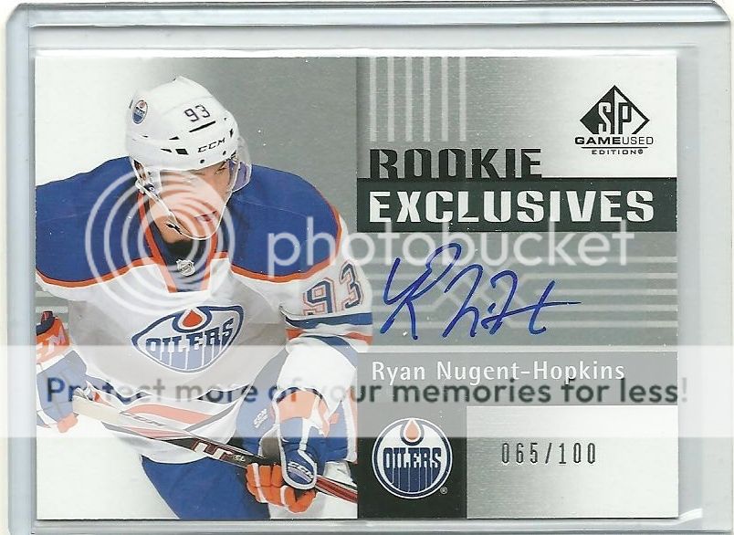 2011-12 Upper Deck SP Game Used Rookie Exclusives Ryan Nugent-Hopkins Autograph Card #/100