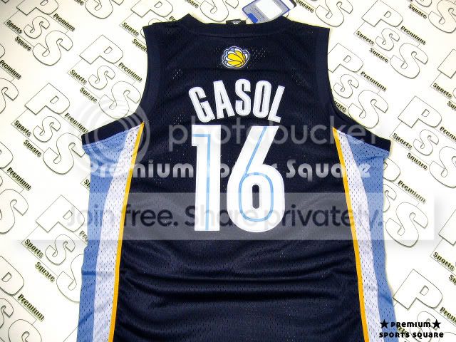 灰熊加素客场蓝色球衣 grizzles pau gasol jersey sz s