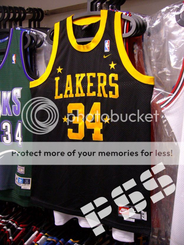 球迷版湖人奧尼爾57復古黑色絕版球衣 nba lakers oneal jersey l